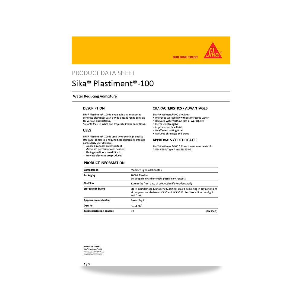 صورة منتج مسامير وبراغي وفيشر وخوابير سيكا (Sika) موديل Sika Plastiment-100 - كود الصنف reemco-2027-1444364 - ماركة يباع من خلال reemco - توريد وتصوير حصري لشركة ريمكو القابضة السعودية
