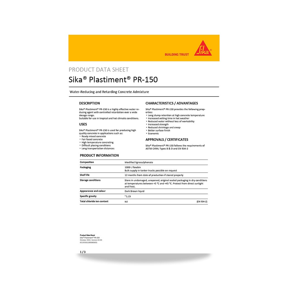 صورة منتج مسامير وبراغي وفيشر وخوابير سيكا (Sika) موديل Sika Plastiment PR-150 - كود الصنف reemco-2027-1444366 - ماركة يباع من خلال reemco - توريد وتصوير حصري لشركة ريمكو القابضة السعودية