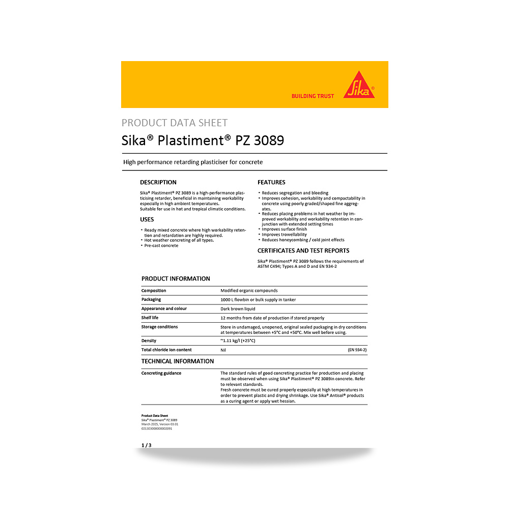صورة منتج مسامير وبراغي وفيشر وخوابير سيكا (Sika) موديل Sika Plastiment PZ 3089 - كود الصنف reemco-2027-1444381 - ماركة يباع من خلال reemco - توريد وتصوير حصري لشركة ريمكو القابضة السعودية