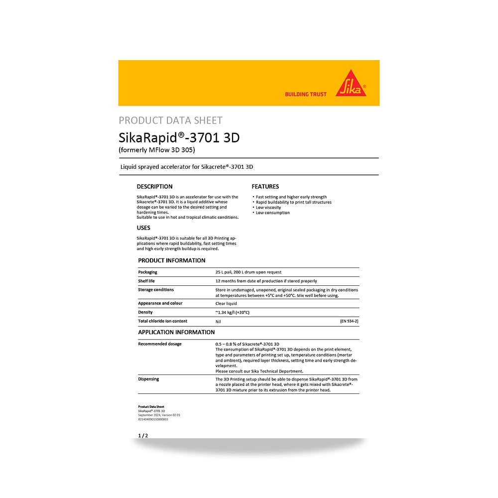 صورة منتج إضافة خرسانية لتحسين الخواص وتقليل المياه (Admixture) سيكا (Sika) موديل SikaRapid-3701 3D - كود الصنف reemco-2027-1444396 - ماركة يباع من خلال reemco - توريد وتصوير حصري لشركة ريمكو القابضة السعودية