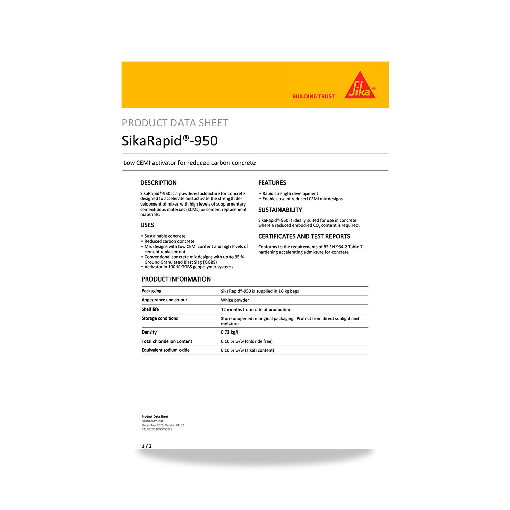 صورة منتج إضافة خرسانية لتحسين الخواص وتقليل المياه (Admixture) سيكا (Sika) موديل SikaRapid-950 - كود الصنف reemco-2027-1444400 - ماركة يباع من خلال reemco - توريد وتصوير حصري لشركة ريمكو القابضة السعودية