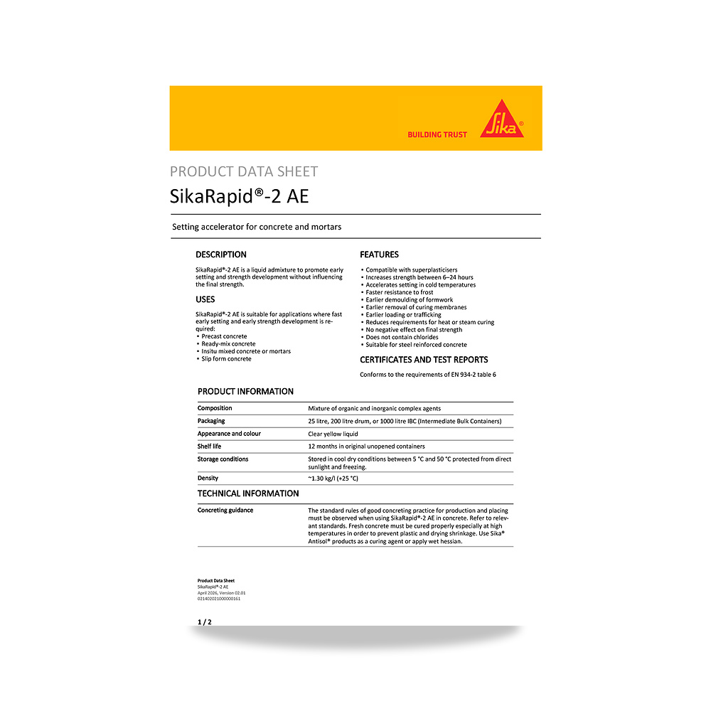 صورة منتج إضافة خرسانية لتحسين الخواص وتقليل المياه (Admixture) سيكا (Sika) موديل SikaRapid-2 AE - كود الصنف reemco-2027-1444401 - ماركة يباع من خلال reemco - توريد وتصوير حصري لشركة ريمكو القابضة السعودية
