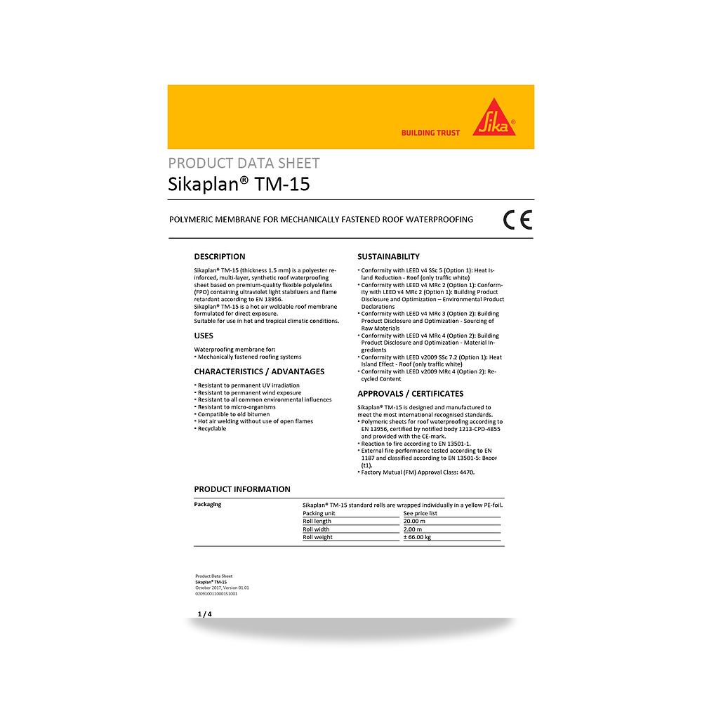 صورة منتج عازل مائي وحماية للأسطح والخرسانة والأساسات سيكا (Sika) موديل Sikaplan TM-15 - كود الصنف reemco-2027-1444425 - ماركة يباع من خلال reemco - توريد وتصوير حصري لشركة ريمكو القابضة السعودية