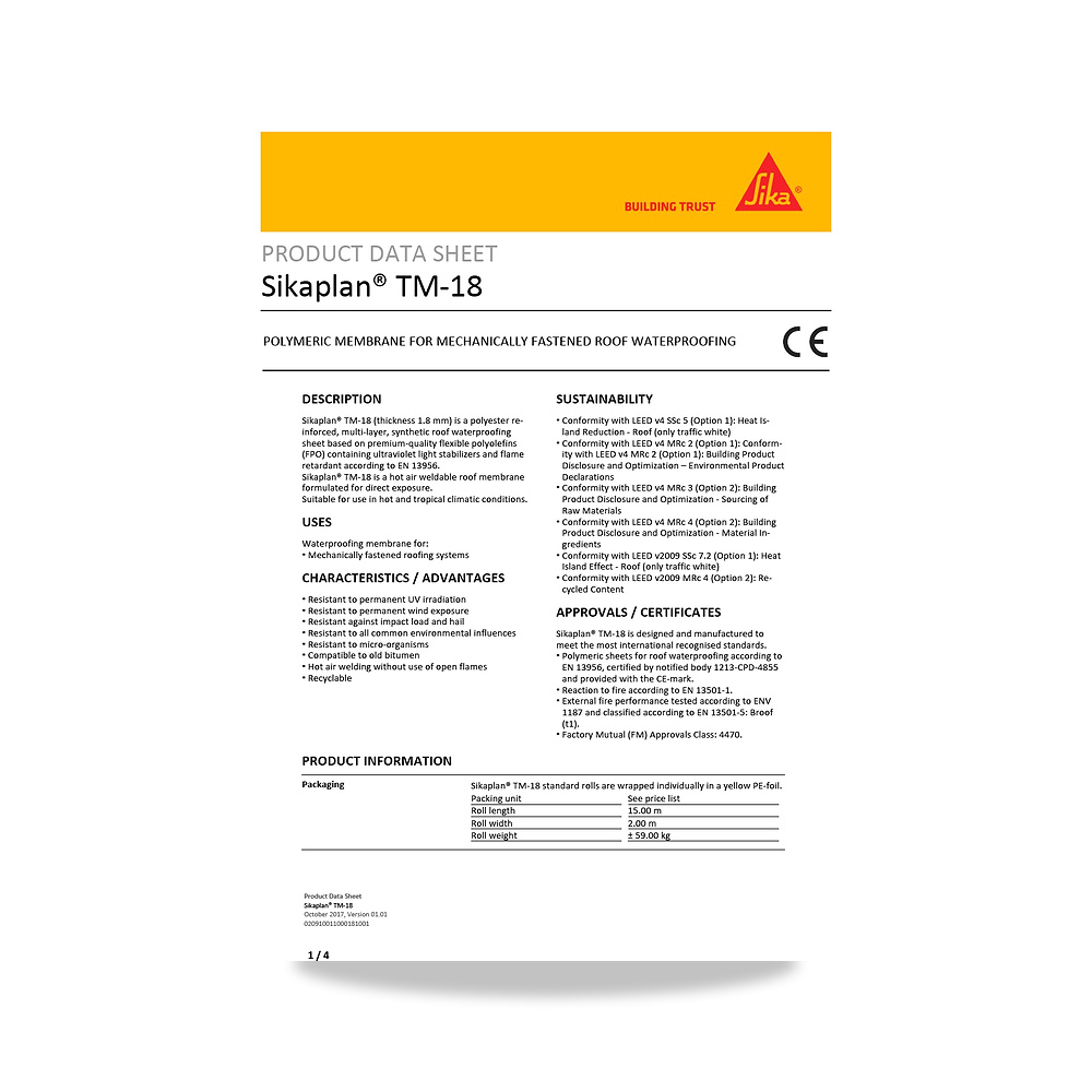 صورة منتج عازل مائي وحماية للأسطح والخرسانة والأساسات سيكا (Sika) موديل Sikaplan TM-18 - كود الصنف reemco-2027-1444426 - ماركة يباع من خلال reemco - توريد وتصوير حصري لشركة ريمكو القابضة السعودية