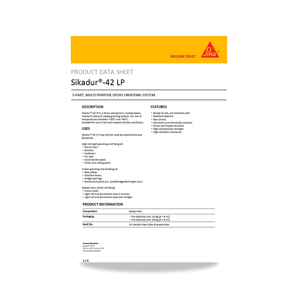 صورة منتج مونة ومركب إصلاح وترميم الخرسانة الإنشائية سيكا (Sika) موديل Sikadur-42 LP - كود الصنف reemco-2027-1444428 - ماركة يباع من خلال reemco - توريد وتصوير حصري لشركة ريمكو القابضة السعودية