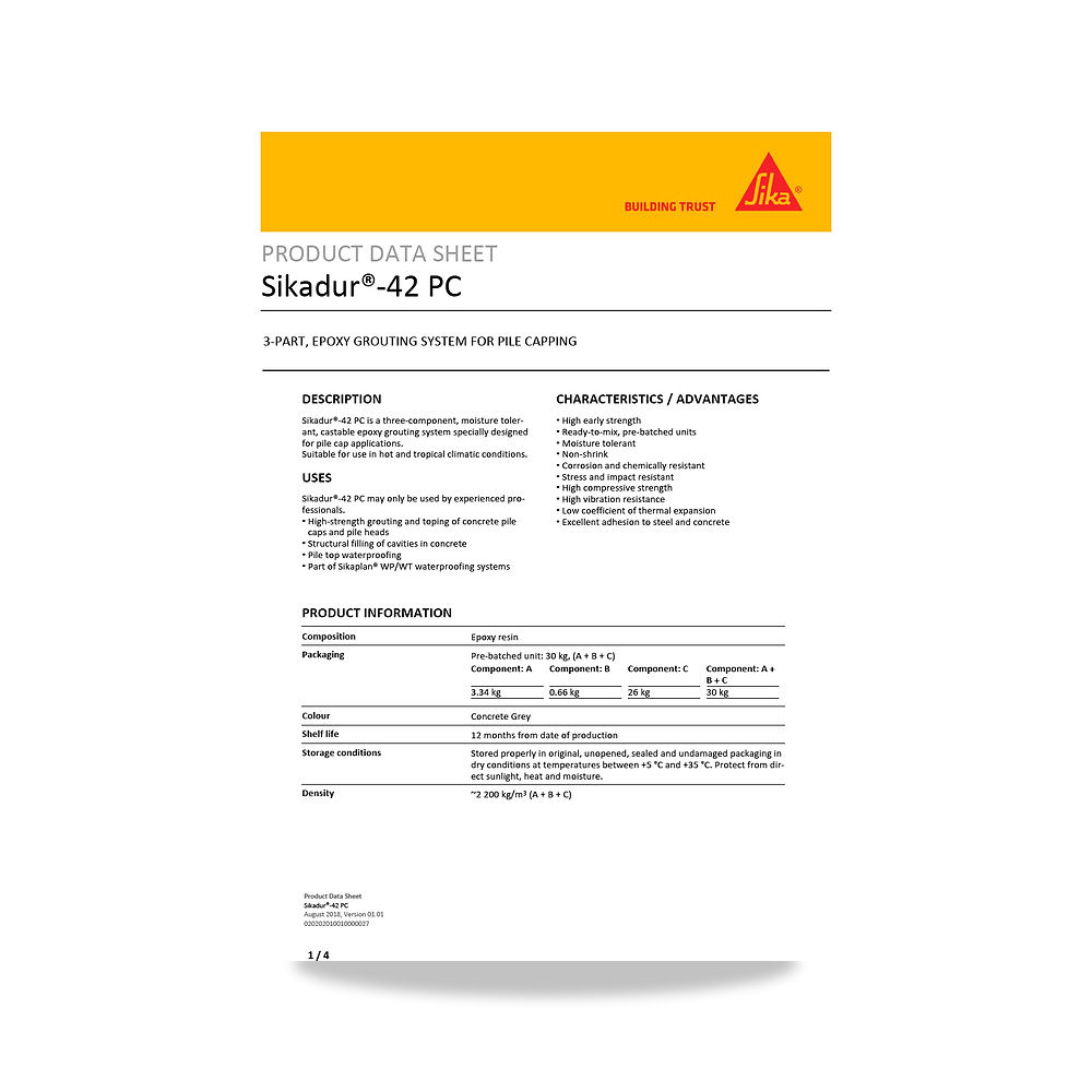 صورة منتج مونة ومركب إصلاح وترميم الخرسانة الإنشائية سيكا (Sika) موديل Sikadur-42 PC - كود الصنف reemco-2027-1444430 - ماركة يباع من خلال reemco - توريد وتصوير حصري لشركة ريمكو القابضة السعودية