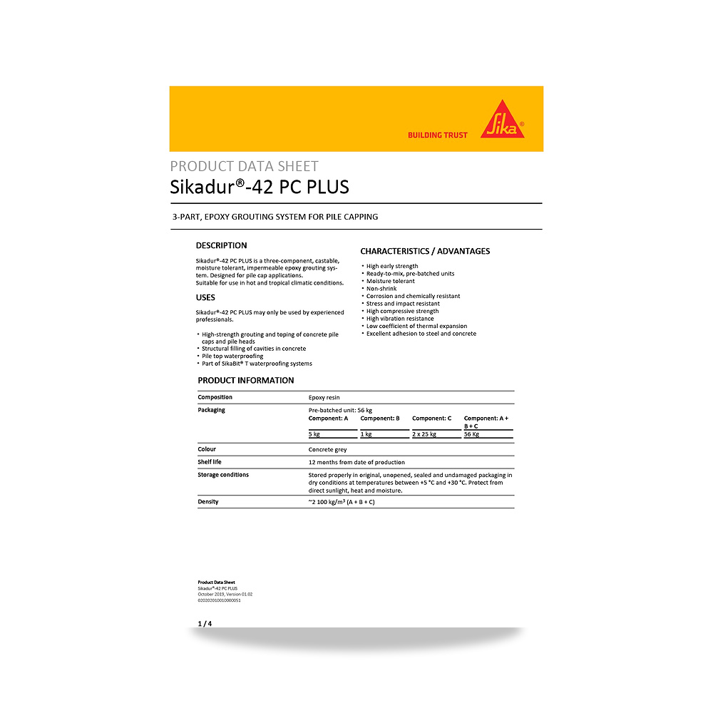 صورة منتج مونة ومركب إصلاح وترميم الخرسانة الإنشائية سيكا (Sika) موديل Sikadur-42 PC PLUS - كود الصنف reemco-2027-1444431 - ماركة يباع من خلال reemco - توريد وتصوير حصري لشركة ريمكو القابضة السعودية