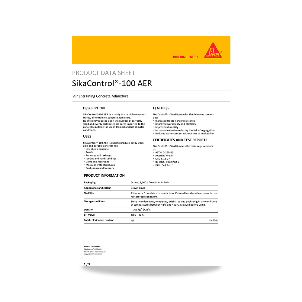 صورة منتج مسامير وبراغي وفيشر وخوابير سيكا (Sika) موديل SikaControl-100 AER - كود الصنف reemco-2027-1444434 - ماركة يباع من خلال reemco - توريد وتصوير حصري لشركة ريمكو القابضة السعودية