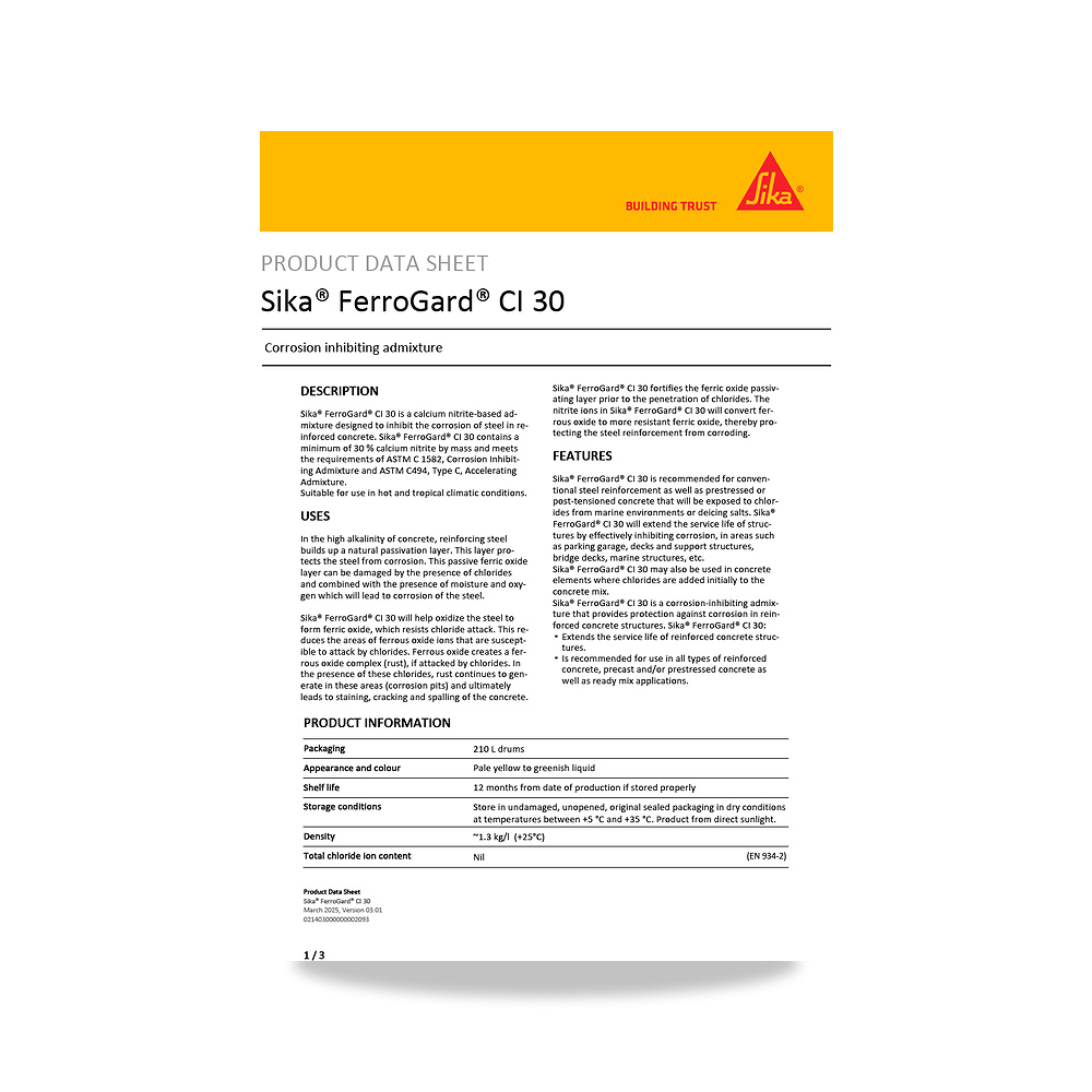 صورة منتج مانع صدأ وحماية كاثودية لحديد التسليح والخرسانة سيكا (Sika) موديل Sika FerroGard CI 30 - كود الصنف reemco-2027-1444436 - ماركة يباع من خلال reemco - توريد وتصوير حصري لشركة ريمكو القابضة السعودية