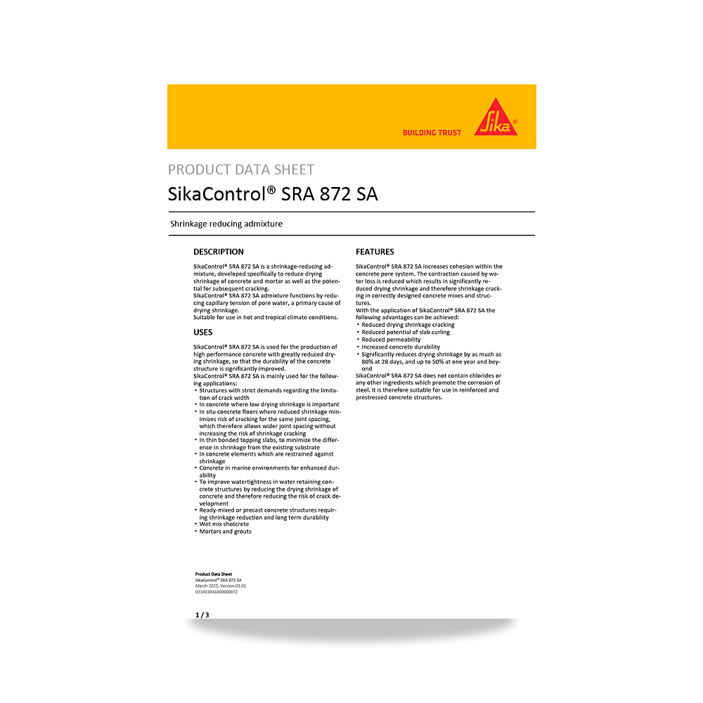 صورة منتج مسامير وبراغي وفيشر وخوابير سيكا (Sika) موديل SikaControl SRA 872 SA - كود الصنف reemco-2027-1444437 - ماركة يباع من خلال reemco - توريد وتصوير حصري لشركة ريمكو القابضة السعودية