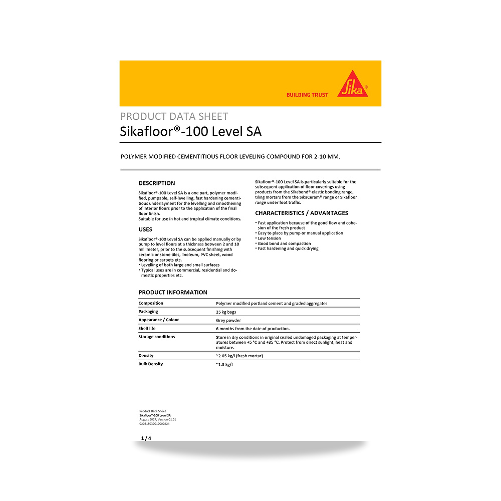 صورة منتج مونة وطلاء تقوية وتسوية الأرضيات الصناعية والخرسانية سيكا (Sika) موديل Sikafloor-100 Level SA - كود الصنف reemco-2027-1444503 - ماركة يباع من خلال reemco - توريد وتصوير حصري لشركة ريمكو القابضة السعودية