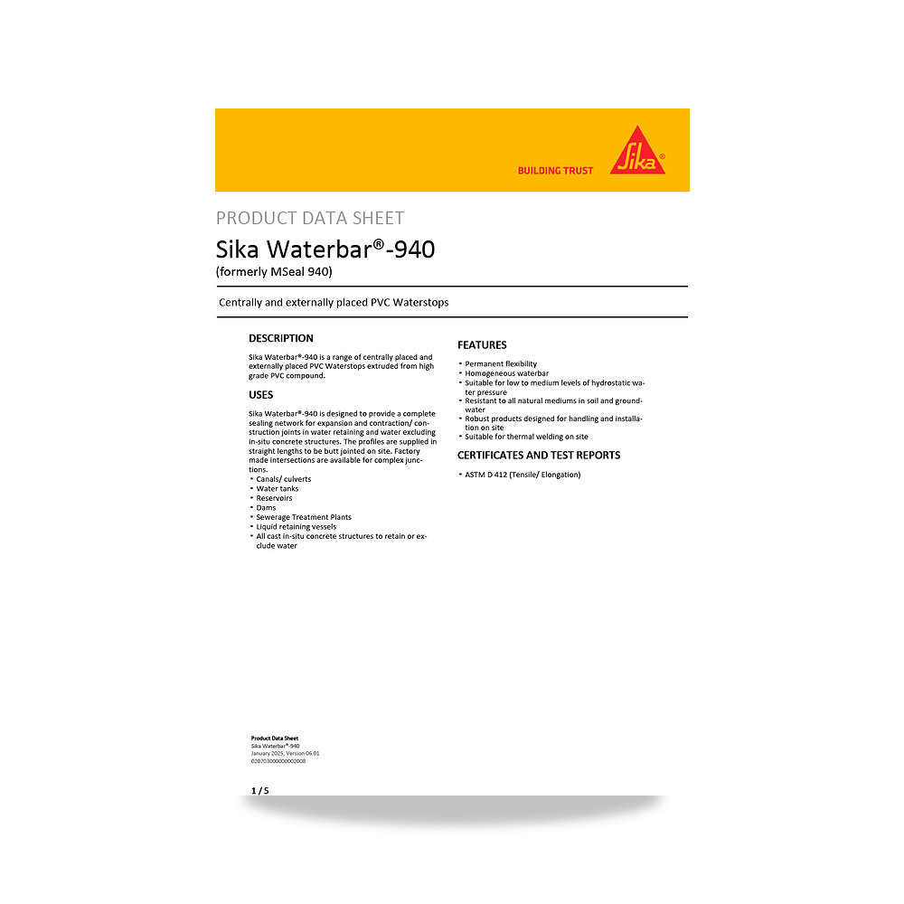 صورة منتج عازل مائي وحماية للأسطح والخرسانة والأساسات سيكا (Sika) موديل Sika Waterbar-940 - كود الصنف reemco-2027-1444516 - ماركة يباع من خلال reemco - توريد وتصوير حصري لشركة ريمكو القابضة السعودية