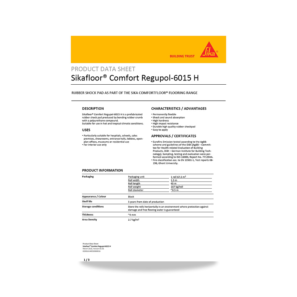 صورة منتج مونة وطلاء تقوية وتسوية الأرضيات الصناعية والخرسانية سيكا (Sika) موديل Sikafloor Comfort Regupol-6015 H - كود الصنف reemco-2027-1444517 - ماركة يباع من خلال reemco - توريد وتصوير حصري لشركة ريمكو القابضة السعودية
