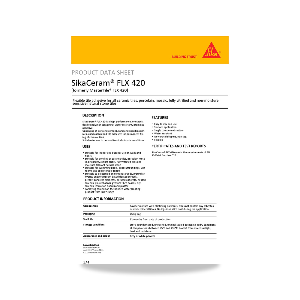صورة منتج غراء ولاصق بلاط وسيراميك وبورسلان سيكا (Sika) موديل SikaCeram FLX 420 - كود الصنف reemco-2027-1444548 - ماركة يباع من خلال reemco - توريد وتصوير حصري لشركة ريمكو القابضة السعودية