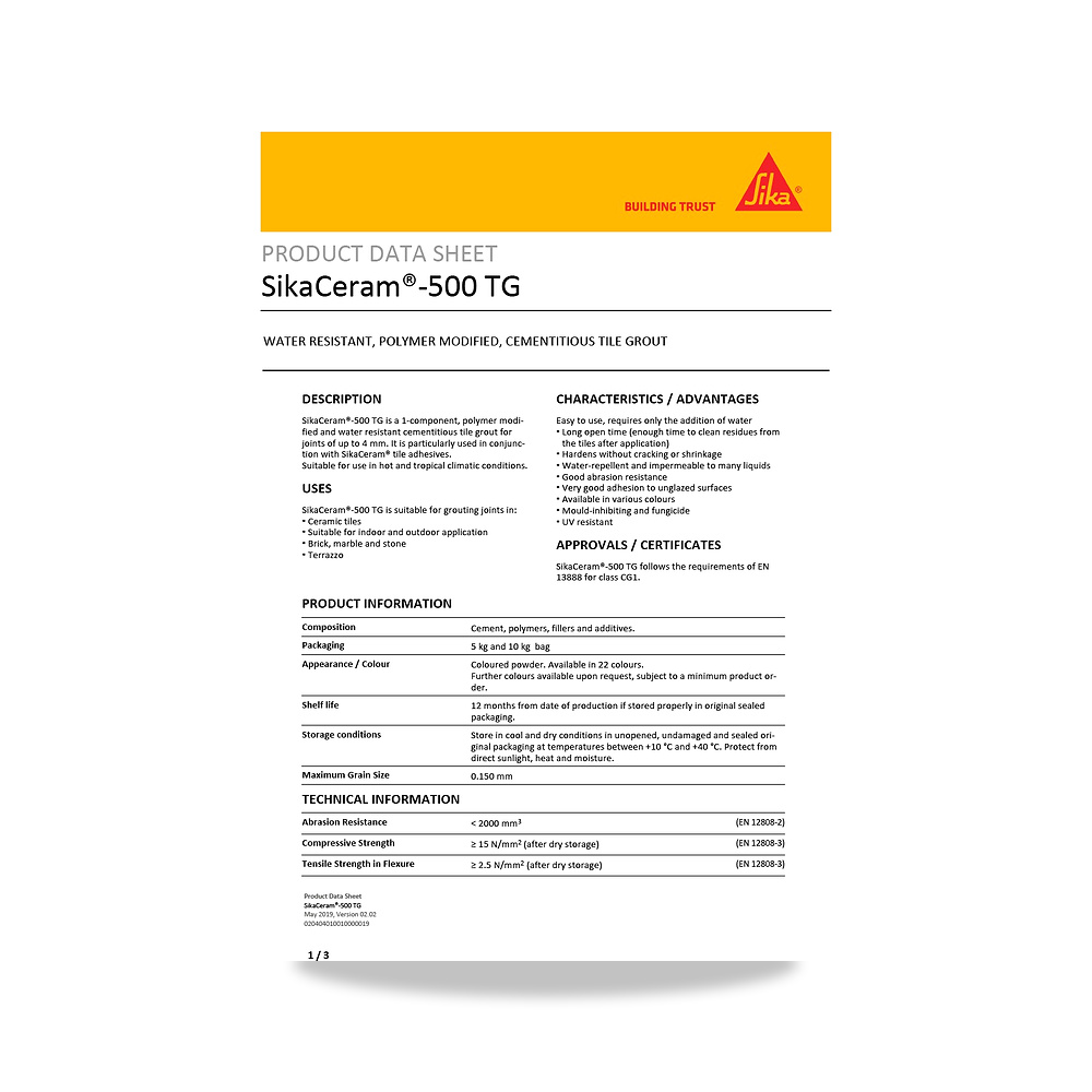 صورة منتج غراء ولاصق بلاط وسيراميك وبورسلان سيكا (Sika) موديل SikaCeram-500 TG - كود الصنف reemco-2027-1444554 - ماركة يباع من خلال reemco - توريد وتصوير حصري لشركة ريمكو القابضة السعودية