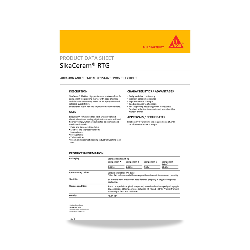 صورة منتج غراء ولاصق بلاط وسيراميك وبورسلان سيكا (Sika) موديل SikaCeram RTG - كود الصنف reemco-2027-1444555 - ماركة يباع من خلال reemco - توريد وتصوير حصري لشركة ريمكو القابضة السعودية