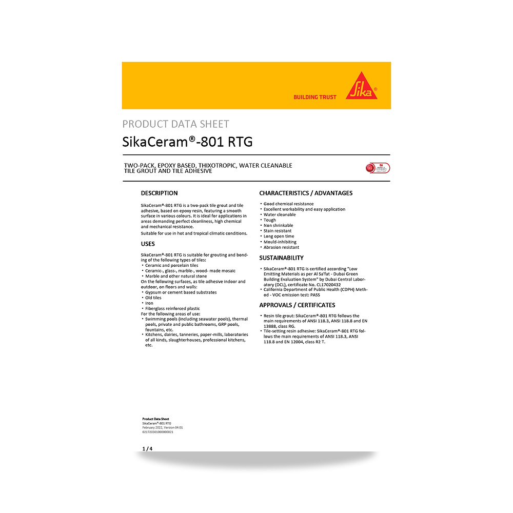 صورة منتج غراء ولاصق بلاط وسيراميك وبورسلان سيكا (Sika) موديل SikaCeram-801 RTG - كود الصنف reemco-2027-1444557 - ماركة يباع من خلال reemco - توريد وتصوير حصري لشركة ريمكو القابضة السعودية