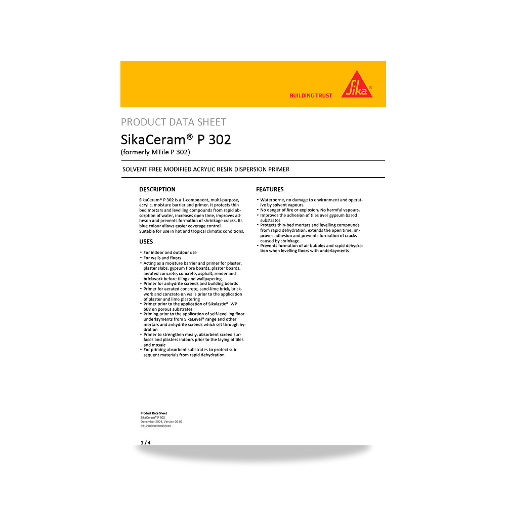 صورة منتج غراء ولاصق بلاط وسيراميك وبورسلان سيكا (Sika) موديل SikaCeram P 302 - كود الصنف reemco-2027-1444562 - ماركة يباع من خلال reemco - توريد وتصوير حصري لشركة ريمكو القابضة السعودية