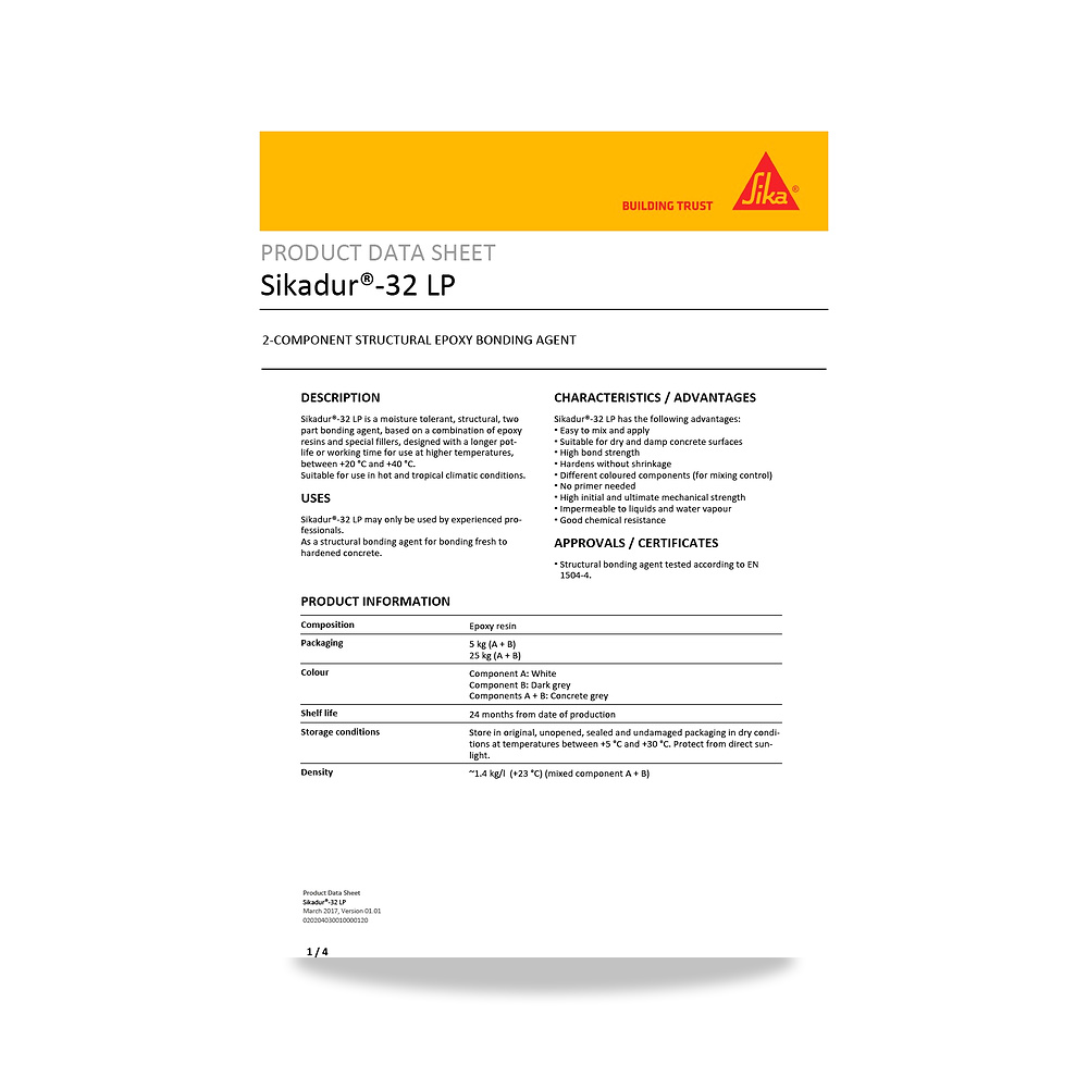 صورة منتج مونة ومركب إصلاح وترميم الخرسانة الإنشائية سيكا (Sika) موديل Sikadur-32 LP - كود الصنف reemco-2027-1444571 - ماركة يباع من خلال reemco - توريد وتصوير حصري لشركة ريمكو القابضة السعودية