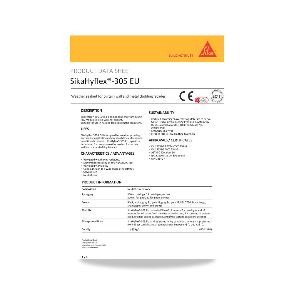 صورة منتج معجون ومانع تسرب مرن لفواصل التمدد والإنشاءات سيكا (Sika) موديل SikaHyflex-305 EU - كود الصنف reemco-2027-1444581 - ماركة يباع من خلال reemco - توريد وتصوير حصري لشركة ريمكو القابضة السعودية