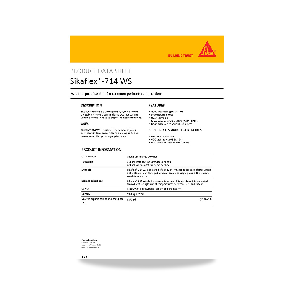 صورة منتج معجون ومانع تسرب مرن لفواصل التمدد والإنشاءات سيكا (Sika) موديل Sikaflex-714 WS - كود الصنف reemco-2027-1444582 - ماركة يباع من خلال reemco - توريد وتصوير حصري لشركة ريمكو القابضة السعودية