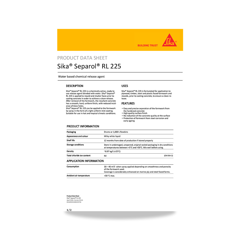 صورة منتج مسامير وبراغي وفيشر وخوابير سيكا (Sika) موديل Sika Separol RL 225 - كود الصنف reemco-2027-1444593 - ماركة يباع من خلال reemco - توريد وتصوير حصري لشركة ريمكو القابضة السعودية