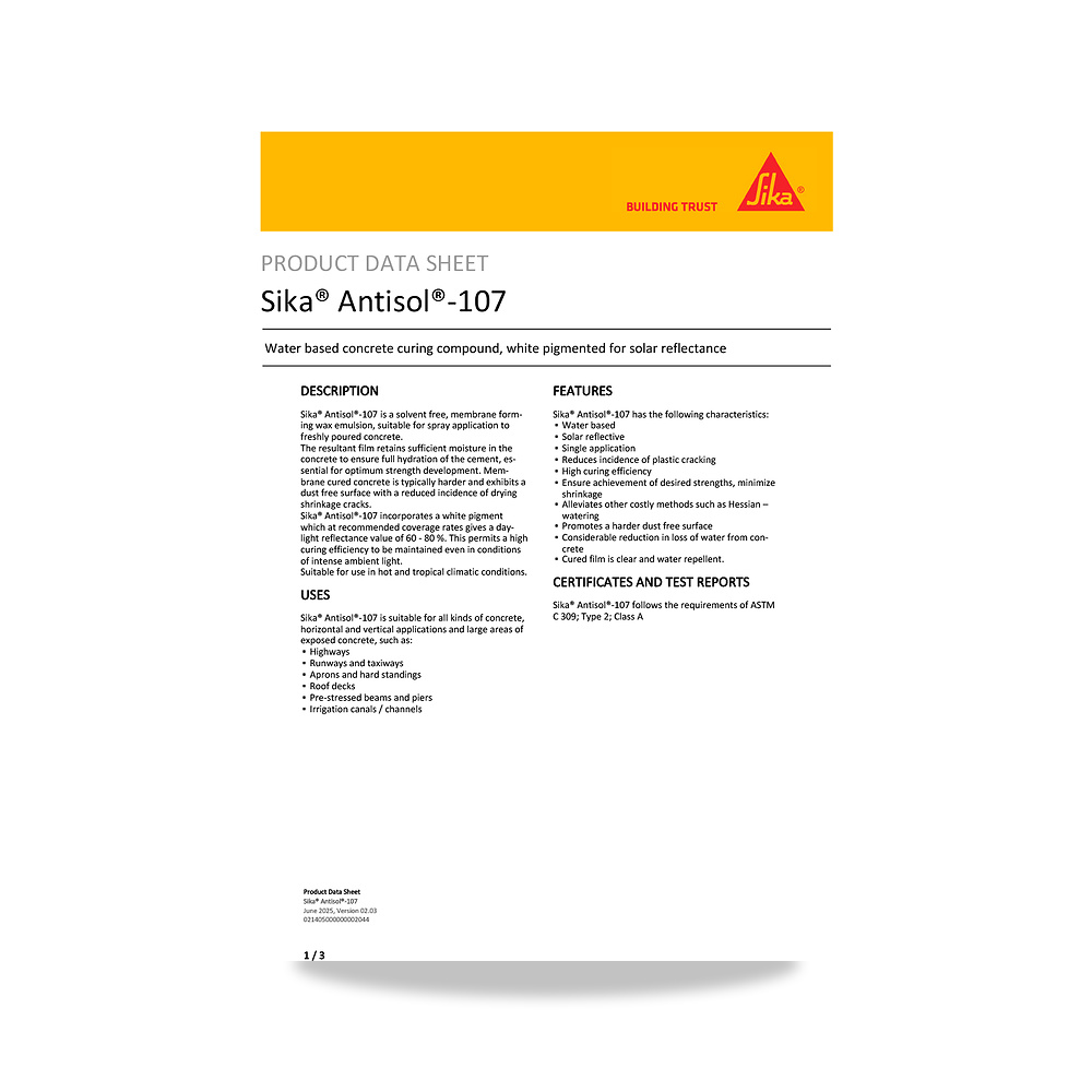 صورة منتج مركب معالجة وحماية الخرسانة الطازجة (Curing Compound) سيكا (Sika) موديل Sika Antisol-107 - كود الصنف reemco-2027-1444594 - ماركة يباع من خلال reemco - توريد وتصوير حصري لشركة ريمكو القابضة السعودية