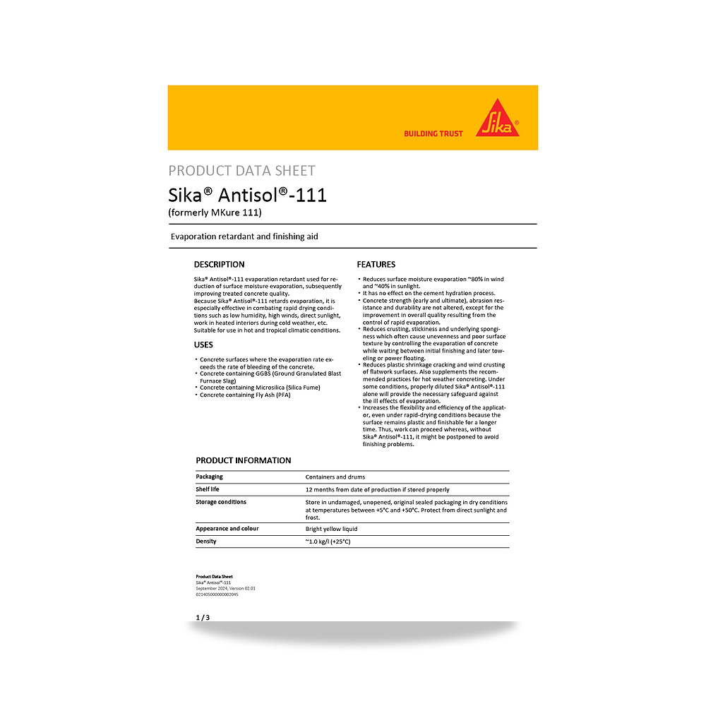 صورة منتج مركب معالجة وحماية الخرسانة الطازجة (Curing Compound) سيكا (Sika) موديل Sika Antisol-111 - كود الصنف reemco-2027-1444601 - ماركة يباع من خلال reemco - توريد وتصوير حصري لشركة ريمكو القابضة السعودية