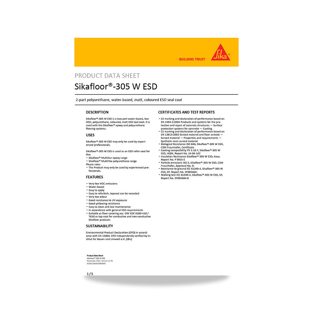 صورة منتج مونة وطلاء تقوية وتسوية الأرضيات الصناعية والخرسانية سيكا (Sika) موديل Sikafloor-305 W ESD - كود الصنف reemco-2027-1444608 - ماركة يباع من خلال reemco - توريد وتصوير حصري لشركة ريمكو القابضة السعودية