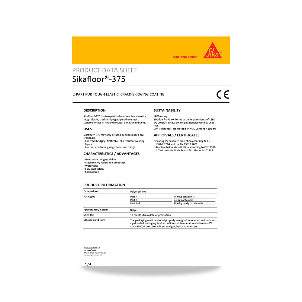 صورة منتج مونة وطلاء تقوية وتسوية الأرضيات الصناعية والخرسانية سيكا (Sika) موديل Sikafloor-375 - كود الصنف reemco-2027-1444610 - ماركة يباع من خلال reemco - توريد وتصوير حصري لشركة ريمكو القابضة السعودية