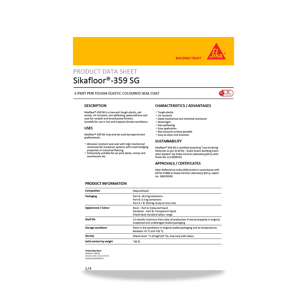 صورة منتج مونة وطلاء تقوية وتسوية الأرضيات الصناعية والخرسانية سيكا (Sika) موديل Sikafloor-359 SG - كود الصنف reemco-2027-1444612 - ماركة يباع من خلال reemco - توريد وتصوير حصري لشركة ريمكو القابضة السعودية