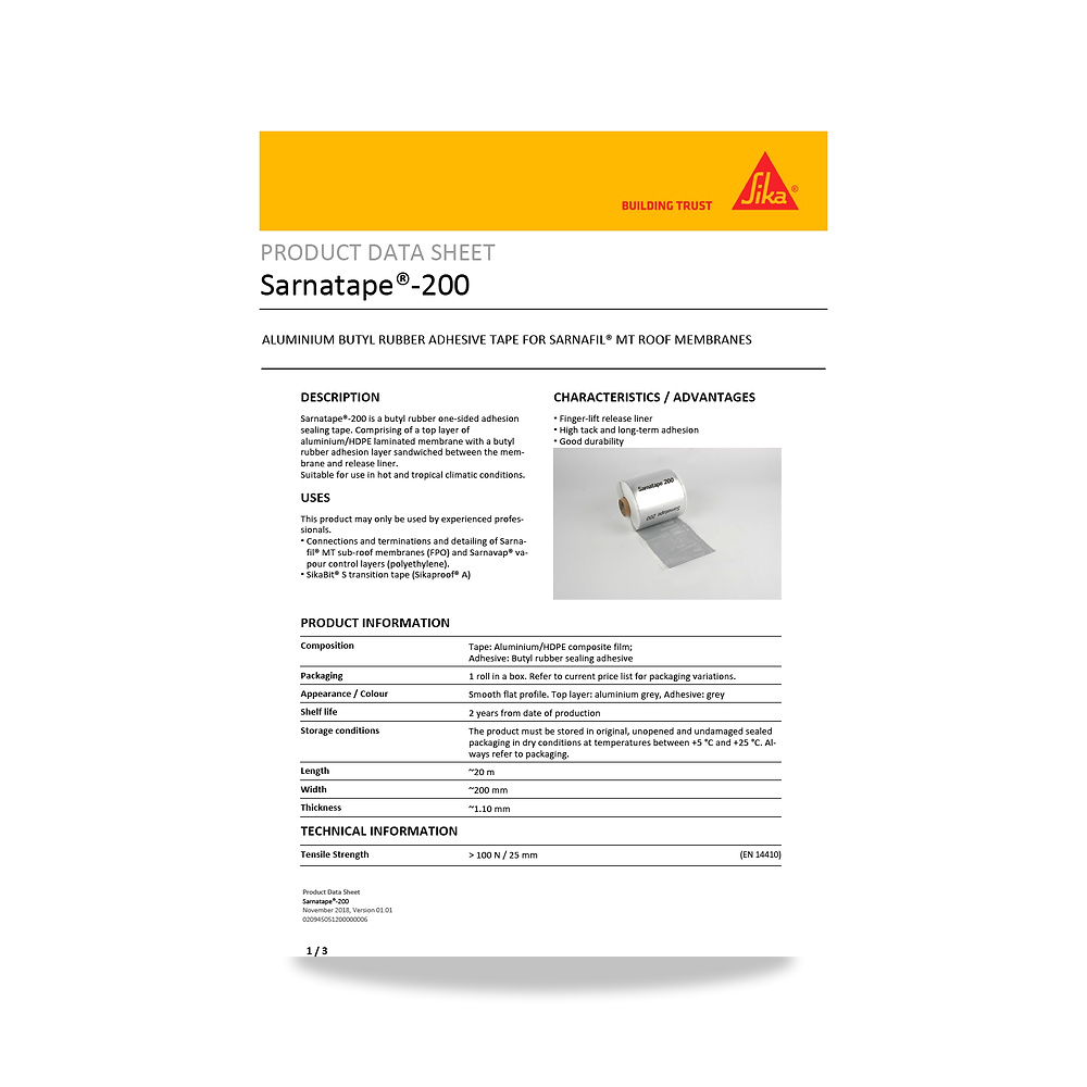 صورة منتج مسامير وبراغي وفيشر وخوابير سيكا (Sika) موديل Sarnatape-200 - كود الصنف reemco-2027-1444623 - ماركة يباع من خلال reemco - توريد وتصوير حصري لشركة ريمكو القابضة السعودية