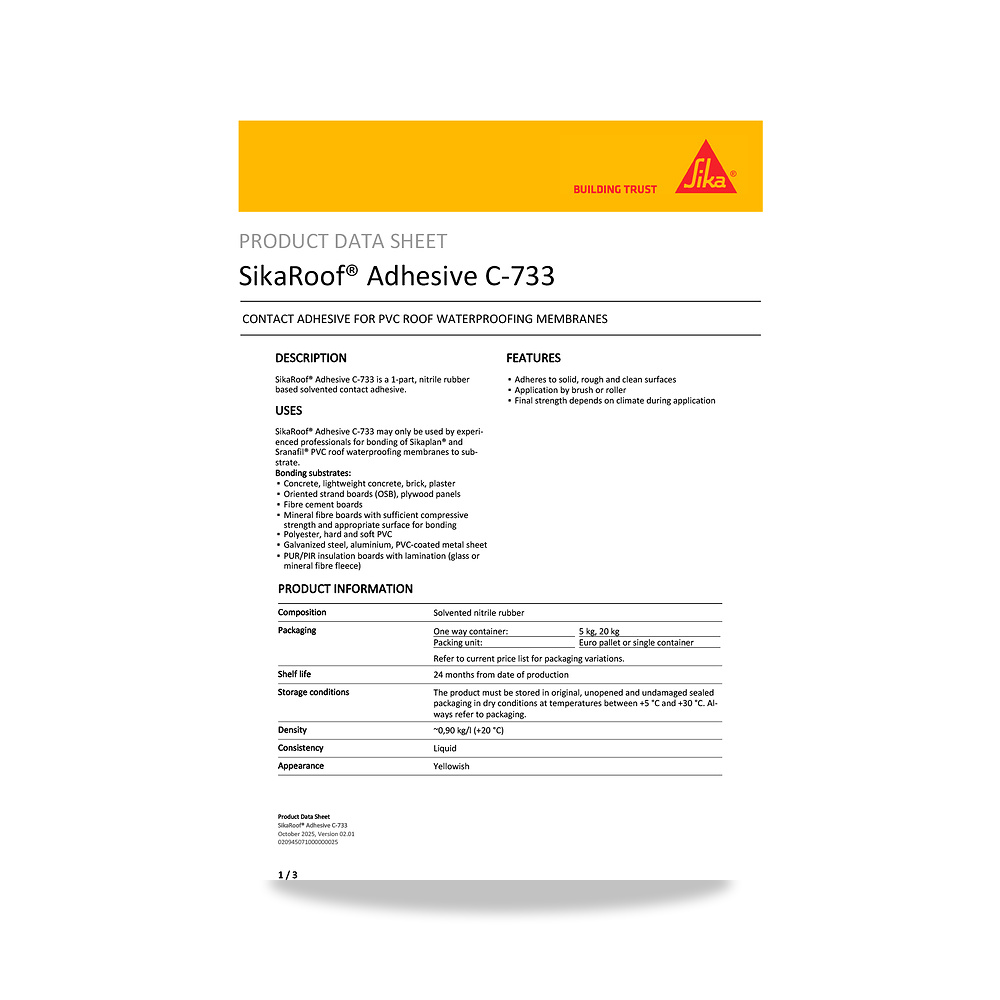 صورة منتج لواصق صناعية وإيبوكسي وغراء قوي سيكا (Sika) موديل SikaRoof Adhesive C-733 - كود الصنف reemco-2027-1444628 - ماركة يباع من خلال reemco - توريد وتصوير حصري لشركة ريمكو القابضة السعودية