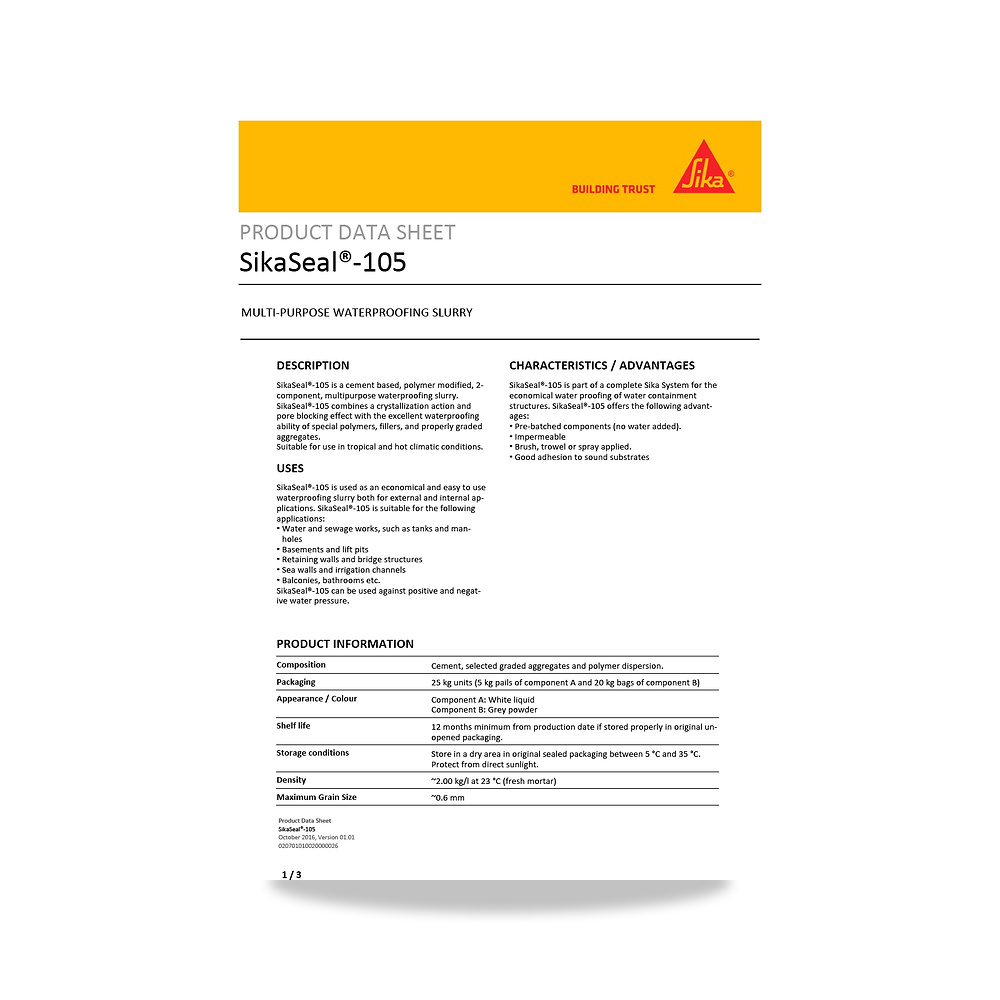صورة منتج عازل مائي وحماية للأسطح والخرسانة والأساسات سيكا (Sika) موديل SikaSeal-105 - كود الصنف reemco-2027-1444639 - ماركة يباع من خلال reemco - توريد وتصوير حصري لشركة ريمكو القابضة السعودية