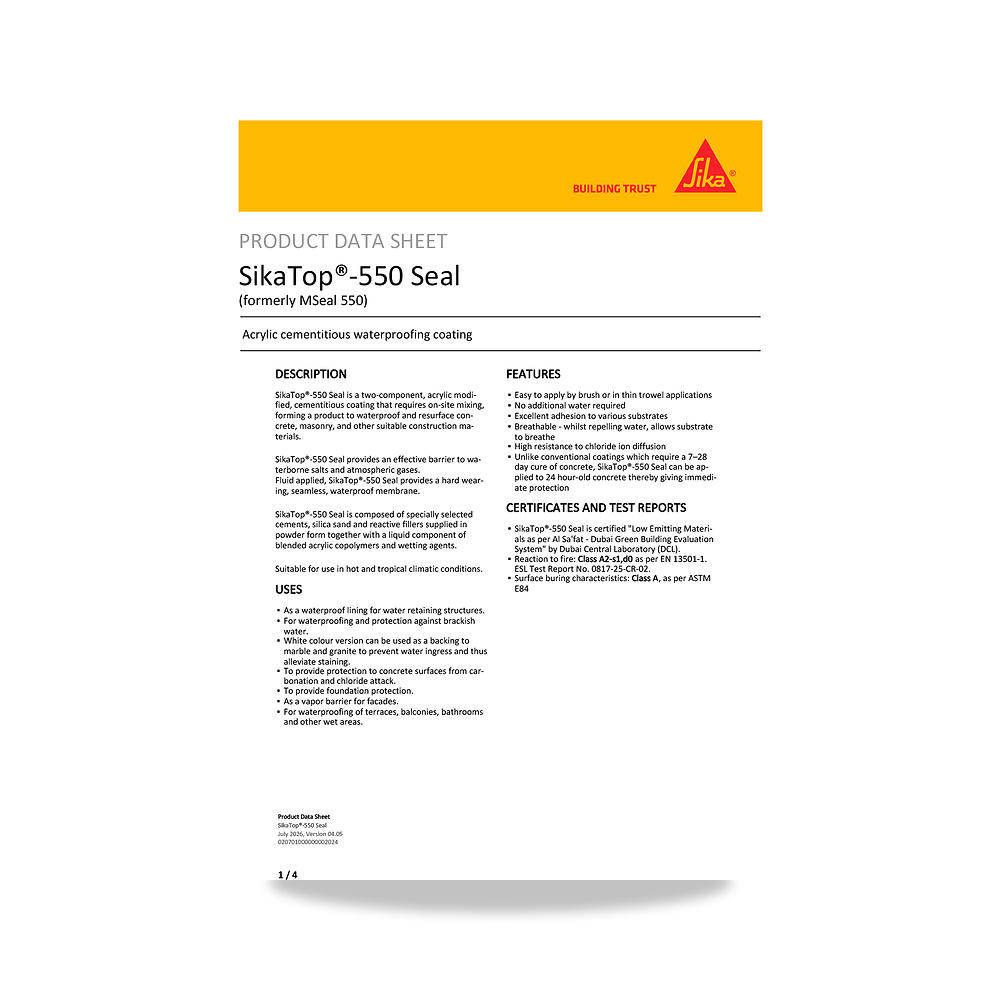 صورة منتج مونة ومركب إصلاح وترميم الخرسانة الإنشائية سيكا (Sika) موديل SikaTop-550 Seal - كود الصنف reemco-2027-1444640 - ماركة يباع من خلال reemco - توريد وتصوير حصري لشركة ريمكو القابضة السعودية