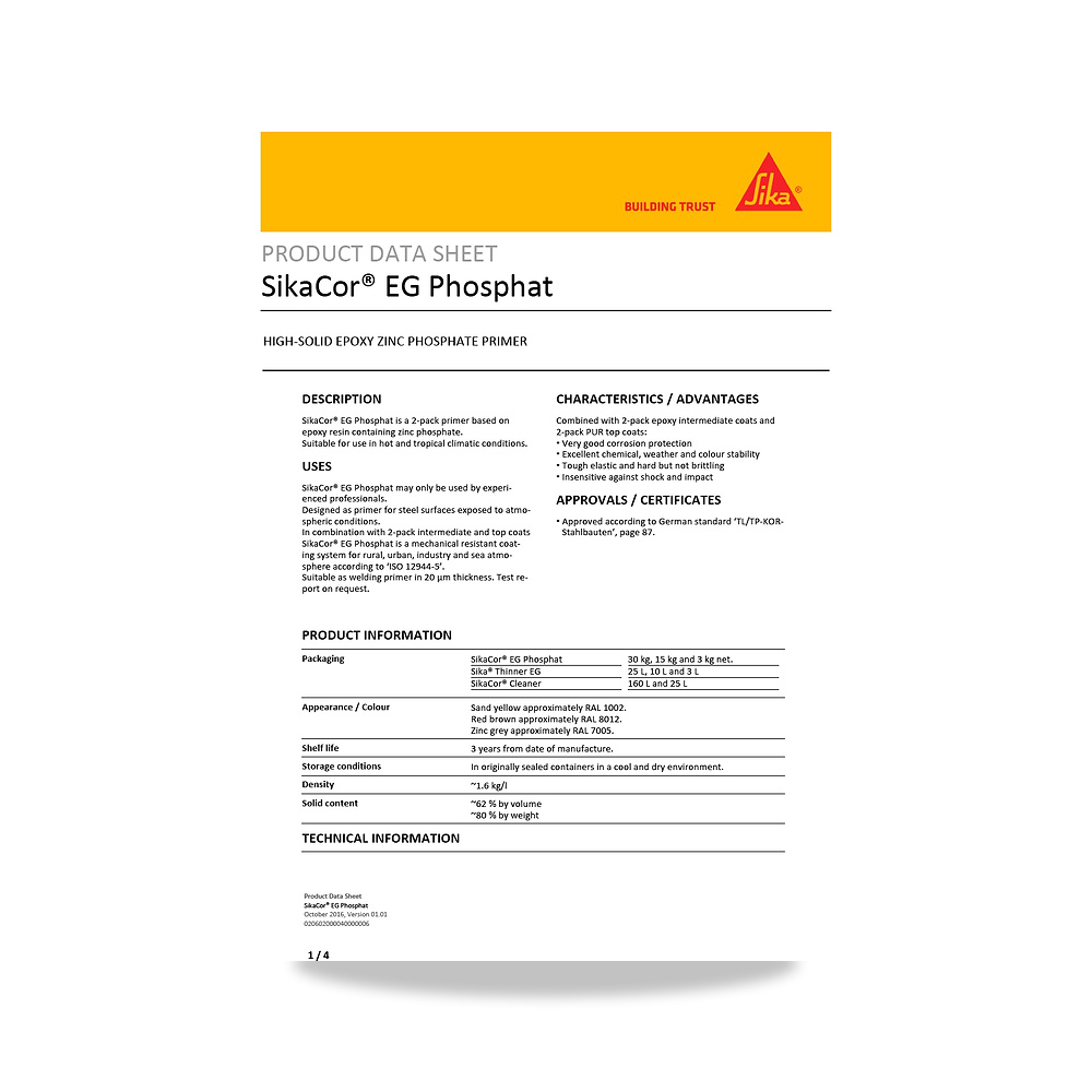 صورة منتج مسامير وبراغي وفيشر وخوابير سيكا (Sika) موديل SikaCor EG Phosphat - كود الصنف reemco-2027-1444648 - ماركة يباع من خلال reemco - توريد وتصوير حصري لشركة ريمكو القابضة السعودية