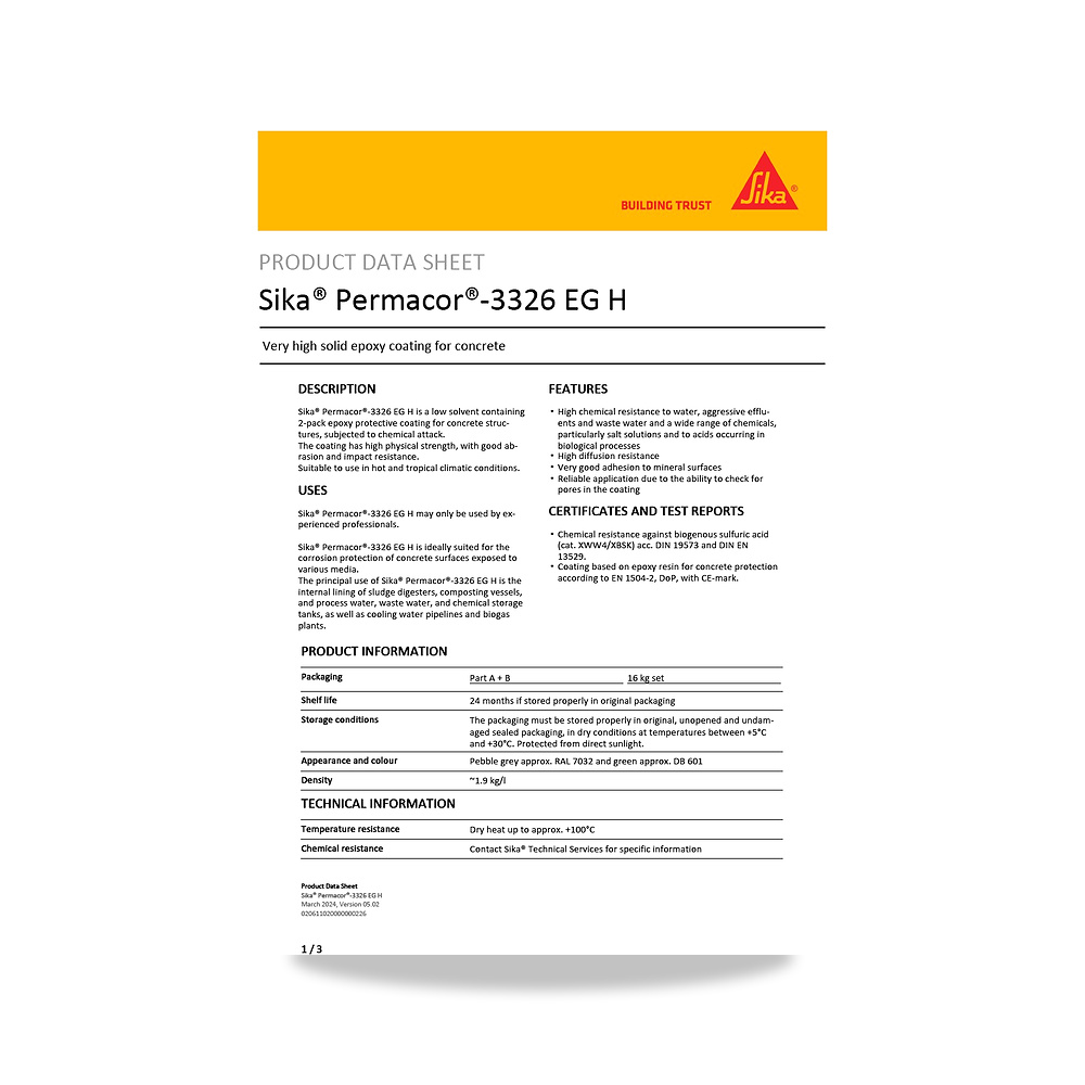 صورة منتج مسامير وبراغي وفيشر وخوابير سيكا (Sika) موديل Sika Permacor-3326 EG H - كود الصنف reemco-2027-1444654 - ماركة يباع من خلال reemco - توريد وتصوير حصري لشركة ريمكو القابضة السعودية