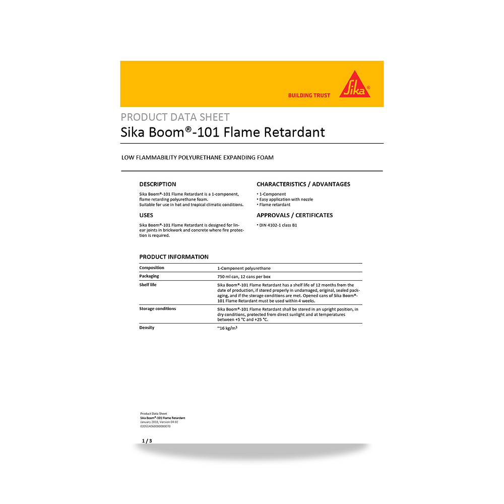 صورة منتج مسامير وبراغي وفيشر وخوابير سيكا (Sika) موديل Sika Boom-101 Flame Retardant - كود الصنف reemco-2027-1444657 - ماركة يباع من خلال reemco - توريد وتصوير حصري لشركة ريمكو القابضة السعودية