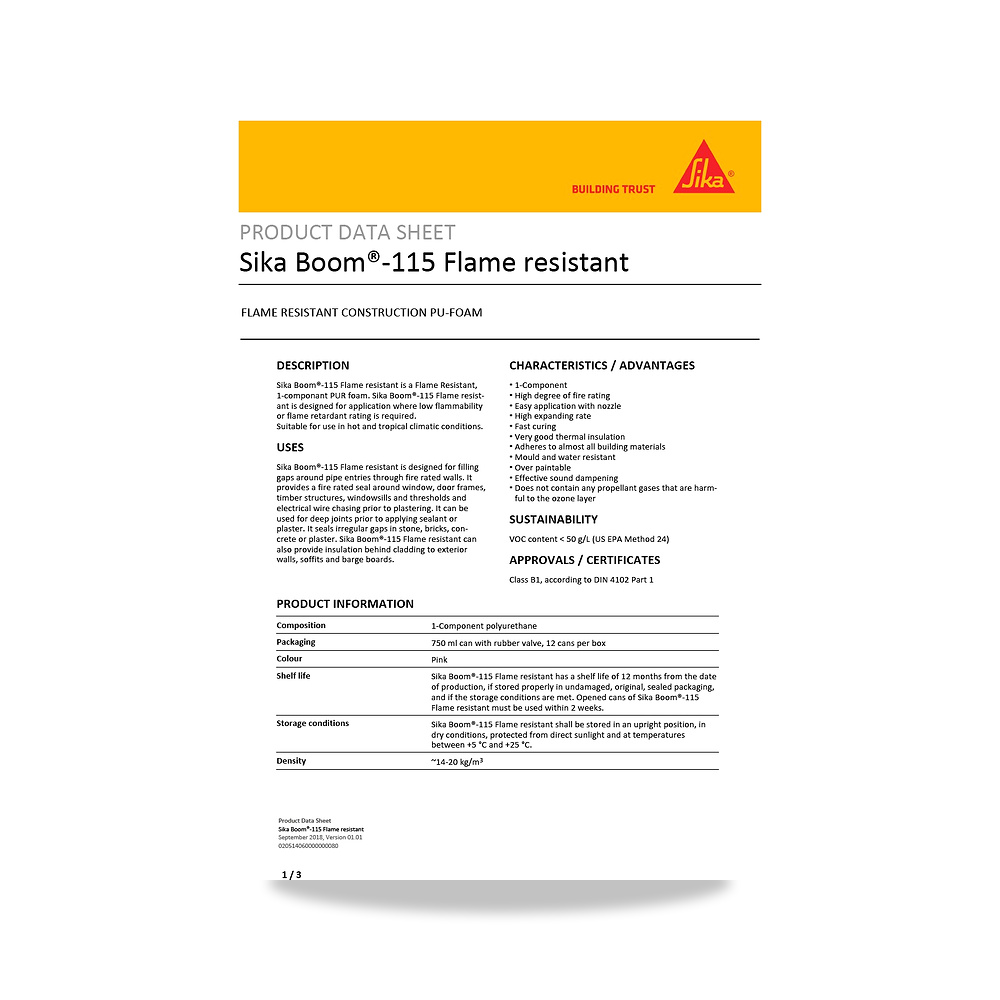صورة منتج مسامير وبراغي وفيشر وخوابير سيكا (Sika) موديل Sika Boom-115 Flame resistant - كود الصنف reemco-2027-1444659 - ماركة يباع من خلال reemco - توريد وتصوير حصري لشركة ريمكو القابضة السعودية