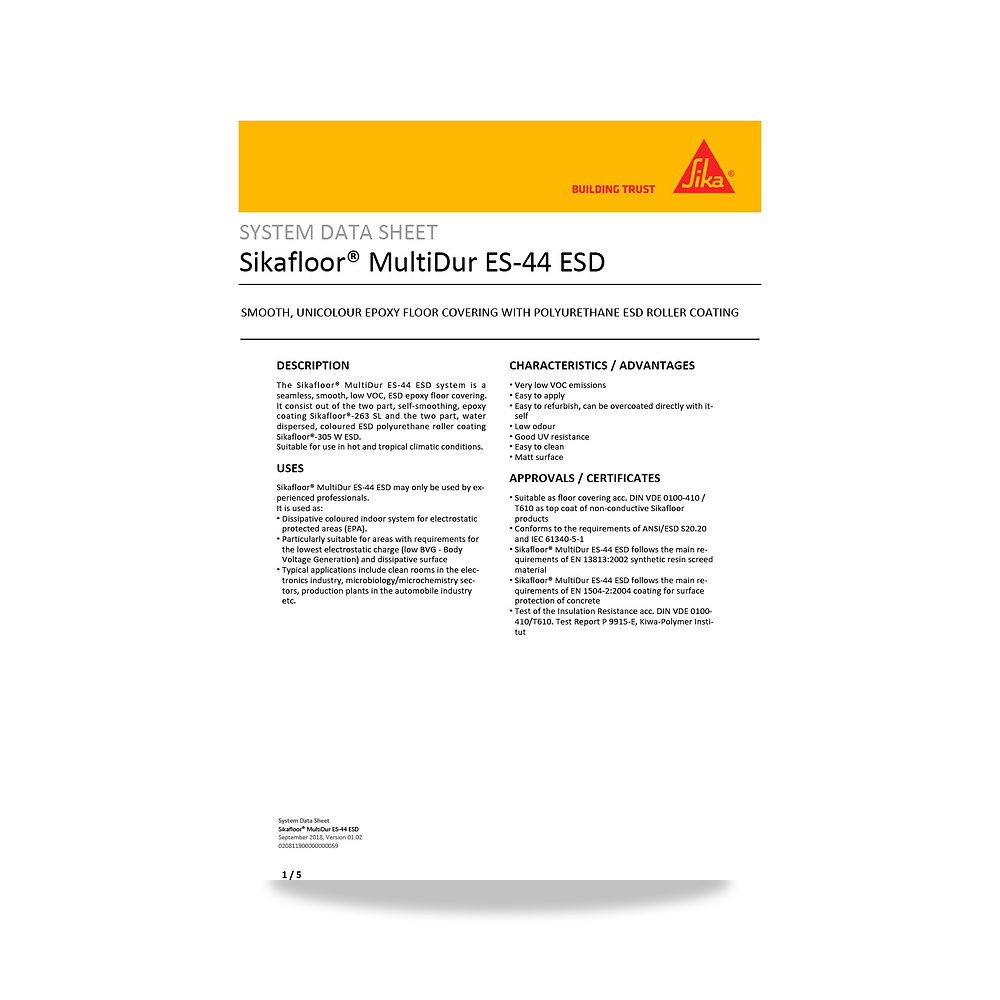 صورة منتج مونة وطلاء تقوية وتسوية الأرضيات الصناعية والخرسانية سيكا (Sika) موديل Sikafloor MultiDur ES-44 ESD - كود الصنف reemco-2027-1444662 - ماركة يباع من خلال reemco - توريد وتصوير حصري لشركة ريمكو القابضة السعودية