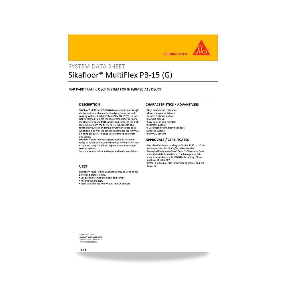 صورة منتج مونة وطلاء تقوية وتسوية الأرضيات الصناعية والخرسانية سيكا (Sika) موديل Sikafloor MultiFlex PB-15 (G) - كود الصنف reemco-2027-1444666 - ماركة يباع من خلال reemco - توريد وتصوير حصري لشركة ريمكو القابضة السعودية