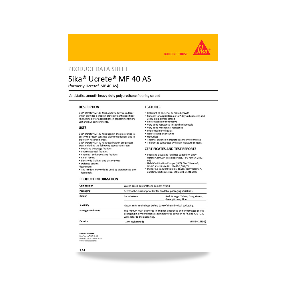 صورة منتج مسامير وبراغي وفيشر وخوابير سيكا (Sika) موديل Sika Ucrete MF 40 AS - كود الصنف reemco-2027-1444682 - ماركة يباع من خلال reemco - توريد وتصوير حصري لشركة ريمكو القابضة السعودية