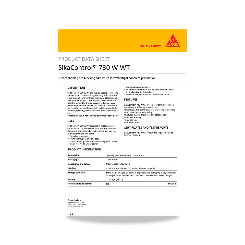 صورة منتج عازل مائي وحماية للأسطح والخرسانة والأساسات سيكا (Sika) موديل SikaControl-730 W WT - كود الصنف reemco-2027-1444691 - ماركة يباع من خلال reemco - توريد وتصوير حصري لشركة ريمكو القابضة السعودية