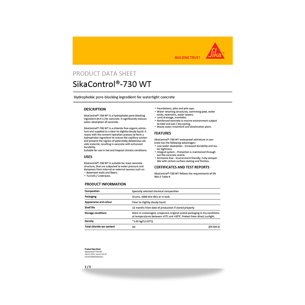 صورة منتج عازل مائي وحماية للأسطح والخرسانة والأساسات سيكا (Sika) موديل SikaControl-730 WT - كود الصنف reemco-2027-1444692 - ماركة يباع من خلال reemco - توريد وتصوير حصري لشركة ريمكو القابضة السعودية