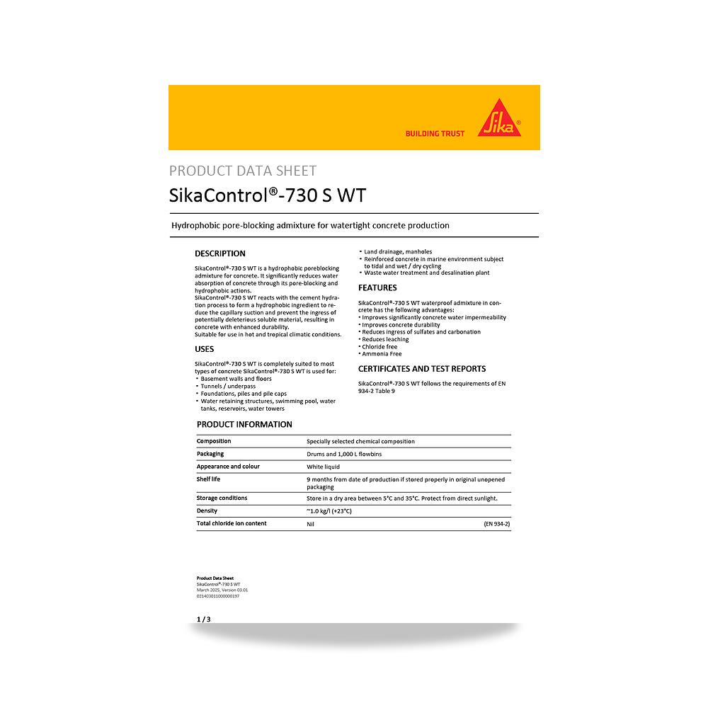 صورة منتج عازل مائي وحماية للأسطح والخرسانة والأساسات سيكا (Sika) موديل SikaControl-730 S WT - كود الصنف reemco-2027-1444693 - ماركة يباع من خلال reemco - توريد وتصوير حصري لشركة ريمكو القابضة السعودية