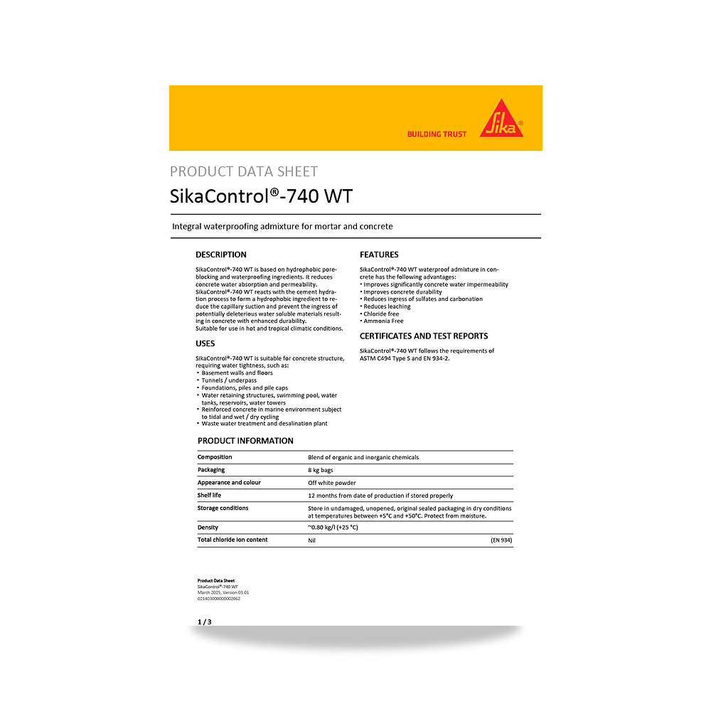 صورة منتج عازل مائي وحماية للأسطح والخرسانة والأساسات سيكا (Sika) موديل SikaControl-740 WT - كود الصنف reemco-2027-1444694 - ماركة يباع من خلال reemco - توريد وتصوير حصري لشركة ريمكو القابضة السعودية