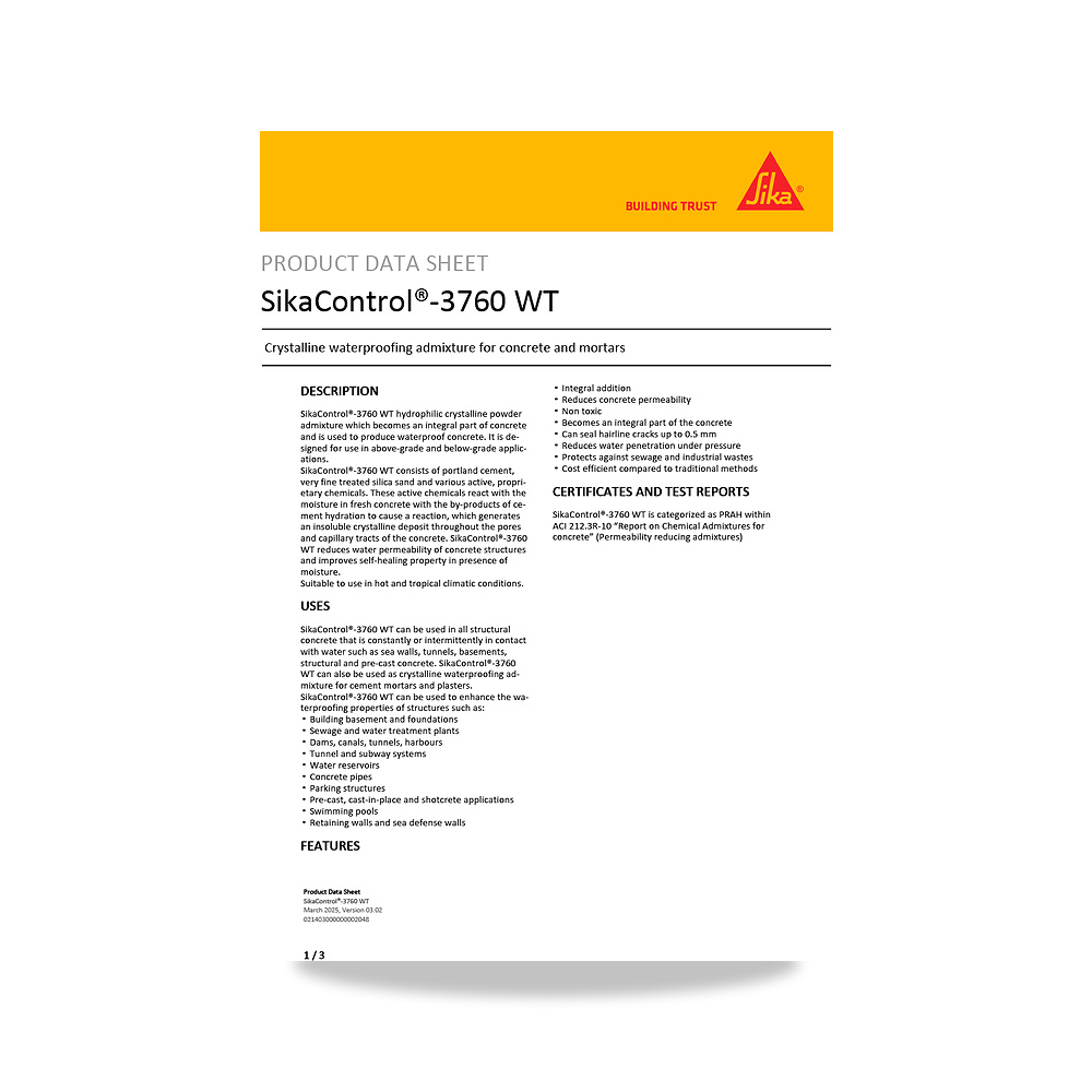 صورة منتج عازل مائي وحماية للأسطح والخرسانة والأساسات سيكا (Sika) موديل SikaControl-3760 WT - كود الصنف reemco-2027-1444695 - ماركة يباع من خلال reemco - توريد وتصوير حصري لشركة ريمكو القابضة السعودية