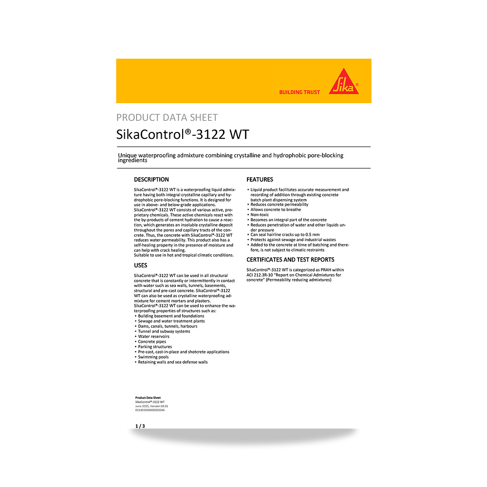 صورة منتج عازل مائي وحماية للأسطح والخرسانة والأساسات سيكا (Sika) موديل SikaControl-3122 WT - كود الصنف reemco-2027-1444696 - ماركة يباع من خلال reemco - توريد وتصوير حصري لشركة ريمكو القابضة السعودية
