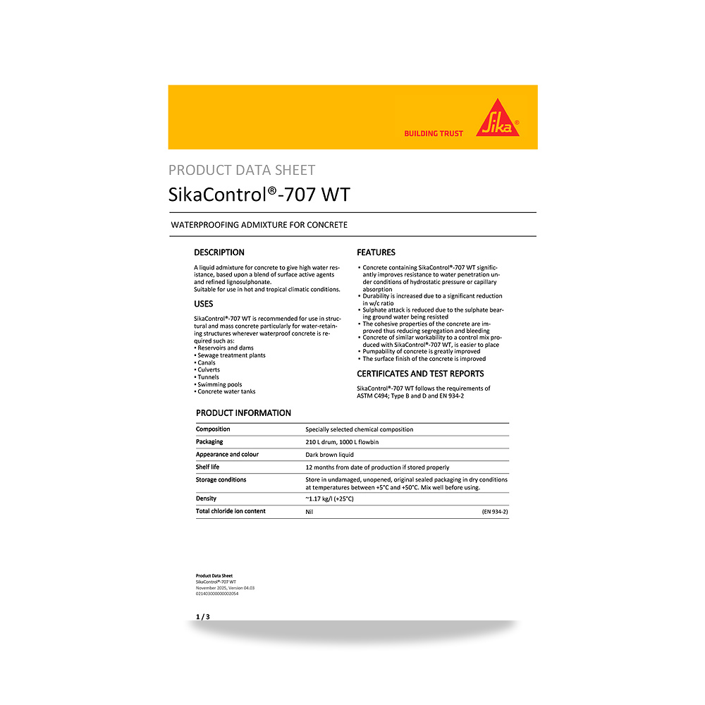 صورة منتج عازل مائي وحماية للأسطح والخرسانة والأساسات سيكا (Sika) موديل SikaControl-707 WT - كود الصنف reemco-2027-1444698 - ماركة يباع من خلال reemco - توريد وتصوير حصري لشركة ريمكو القابضة السعودية