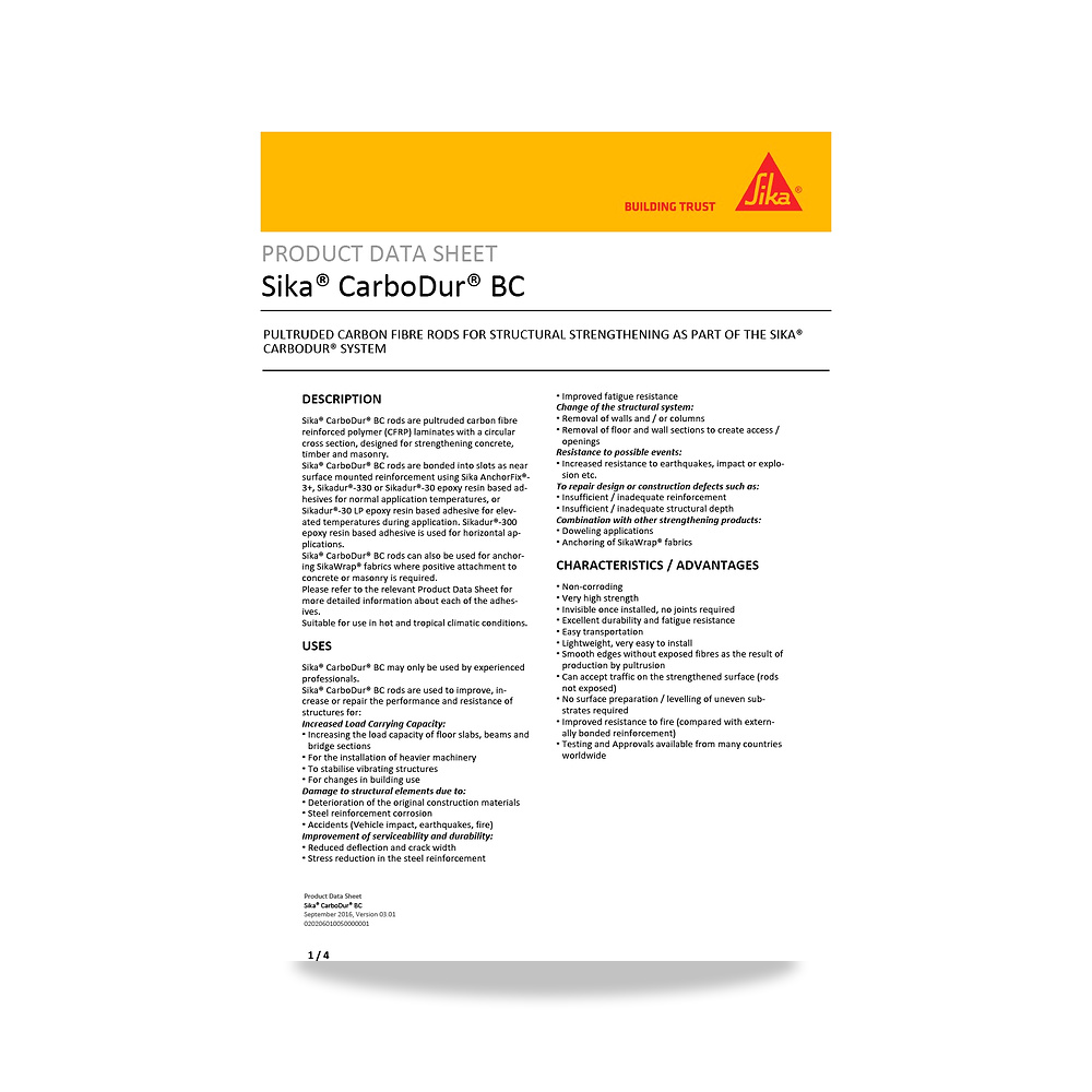 صورة منتج مسامير وبراغي وفيشر وخوابير سيكا (Sika) موديل Sika CarboDur BC - كود الصنف reemco-2027-1444720 - ماركة يباع من خلال reemco - توريد وتصوير حصري لشركة ريمكو القابضة السعودية